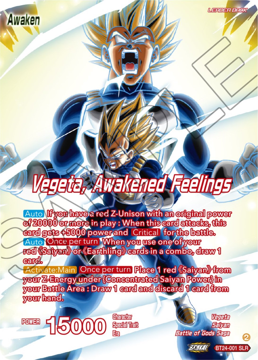 Vegeta // Vegeta, Awakened Feelings (SLR) (BT24-001) [Beyond Generations] | Enigma On Main