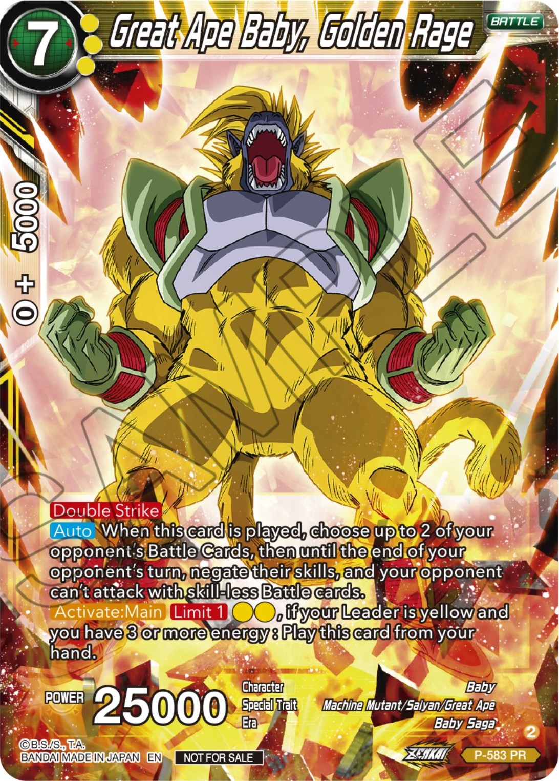 Great Ape Baby, Golden Rage (Zenkai Series Tournament Pack Vol.7) (P-583) [Tournament Promotion Cards] | Enigma On Main