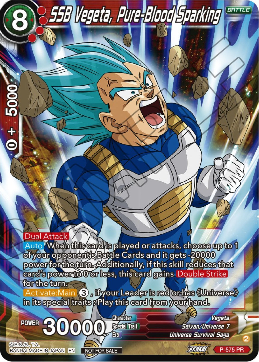 SSB Vegeta, Pure-Blood Sparking (Zenkai Series Tournament Pack Vol.7) (P-575) [Tournament Promotion Cards] | Enigma On Main