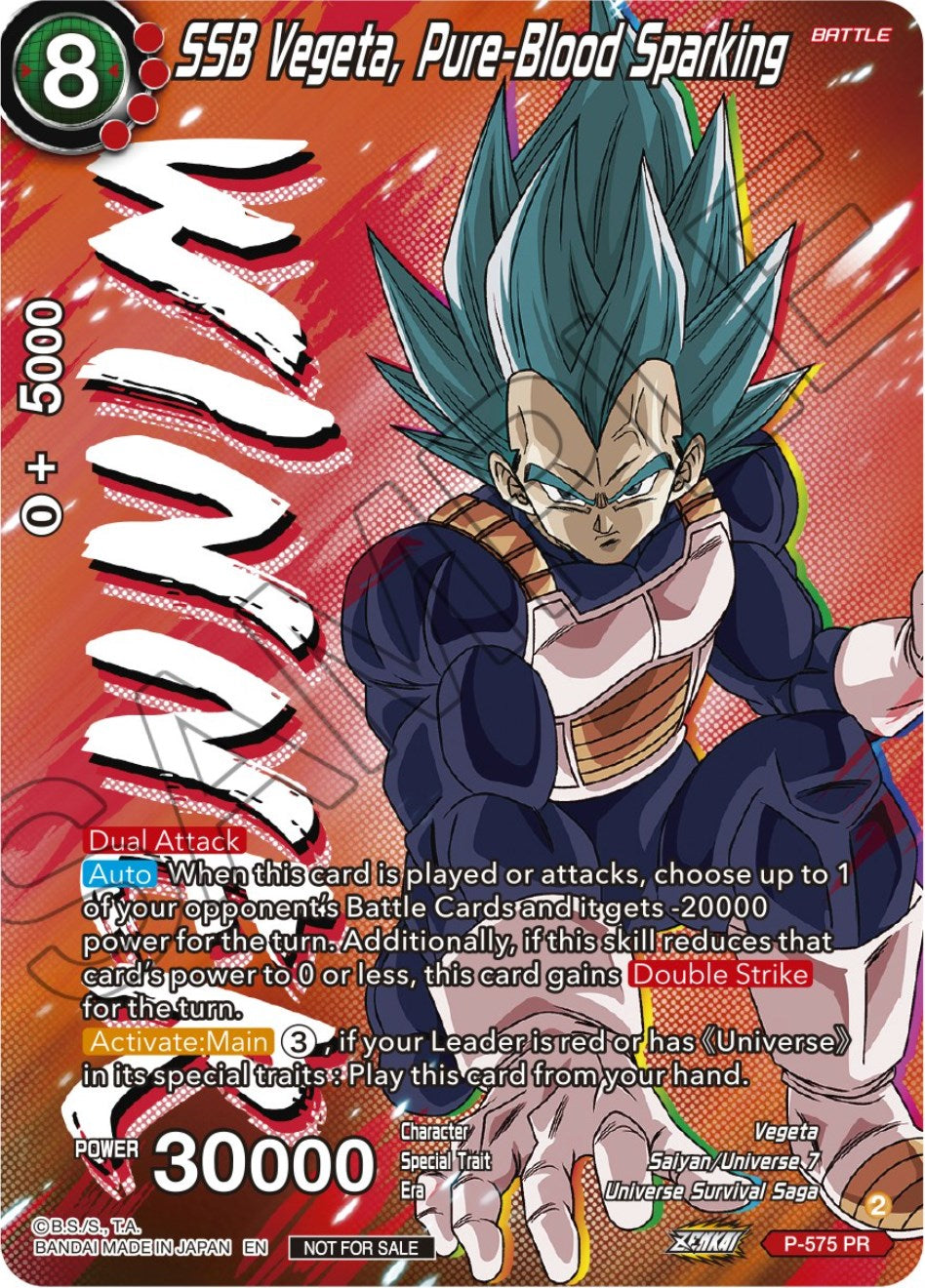 SSB Vegeta, Pure-Blood Sparking (Zenkai Series Tournament Pack Vol.7) (Winner) (P-575) [Tournament Promotion Cards] | Enigma On Main
