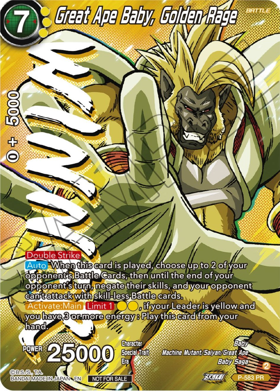 Great Ape Baby, Golden Rage (Zenkai Series Tournament Pack Vol.7) (Winner) (P-583) [Tournament Promotion Cards] | Enigma On Main