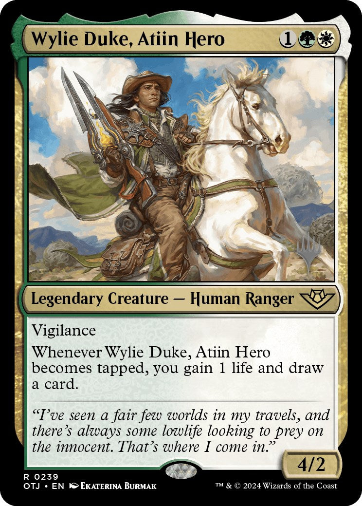 Wylie Duke, Atiin Hero (Promo Pack) [Outlaws of Thunder Junction Promos] | Enigma On Main