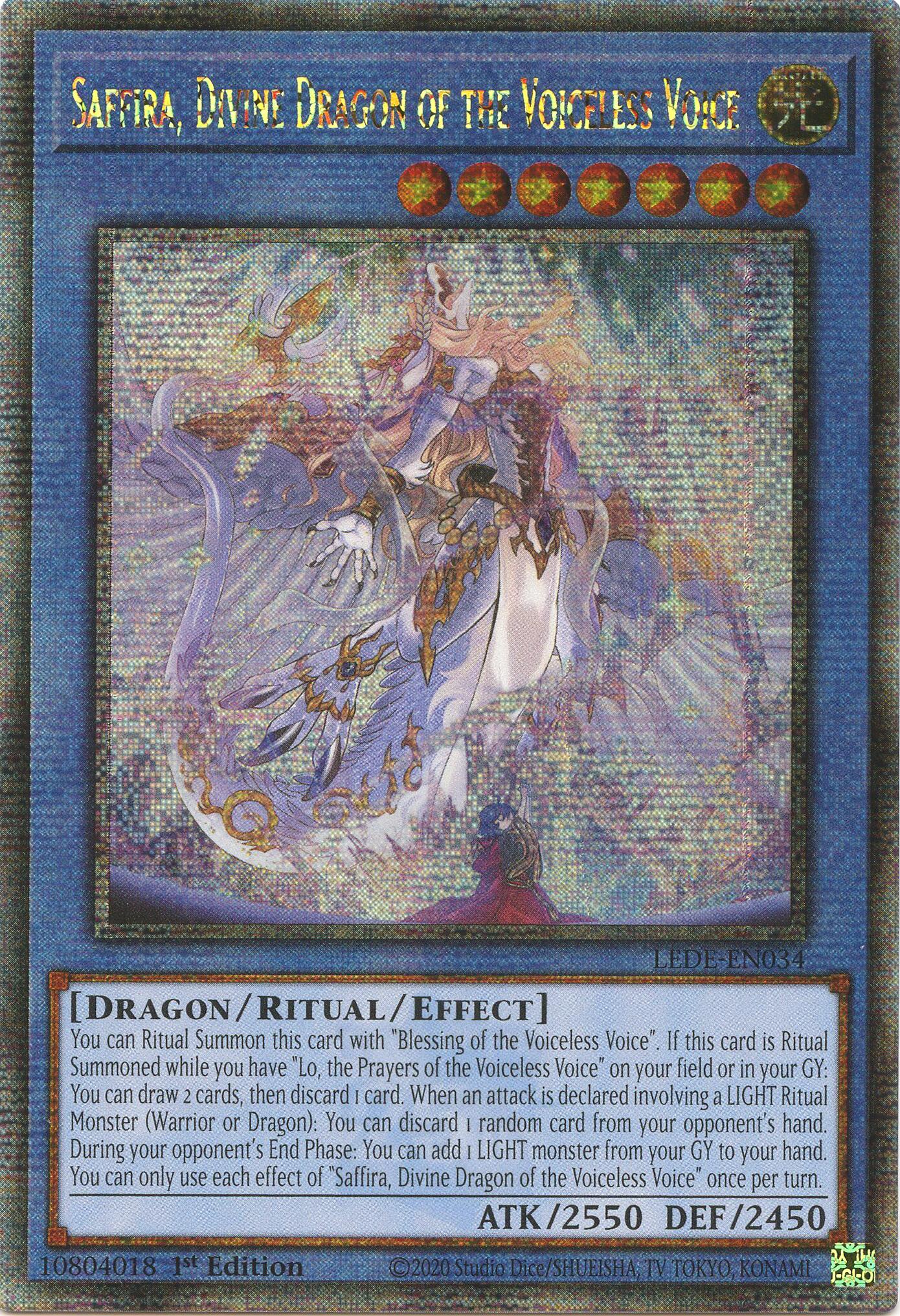 Saffira, Divine Dragon of the Voiceless Voice (Quarter Century Secret Rare) [LEDE-EN034] Quarter Century Secret Rare | Enigma On Main