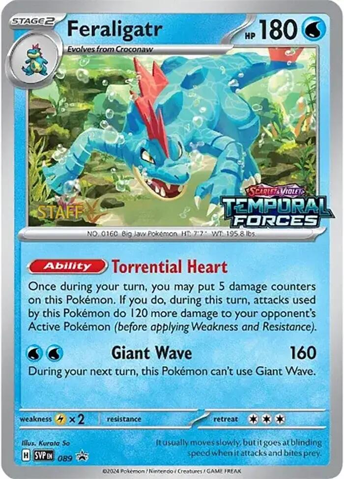 Feraligatr (089) (Staff Prerelease Promo) [Scarlet & Violet: Black Star Promos] | Enigma On Main