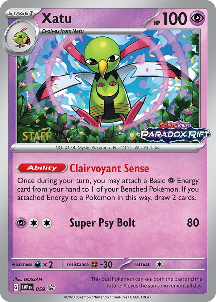 Xatu (059) (Staff Prerelease Promo) [Scarlet & Violet: Black Star Promos] | Enigma On Main