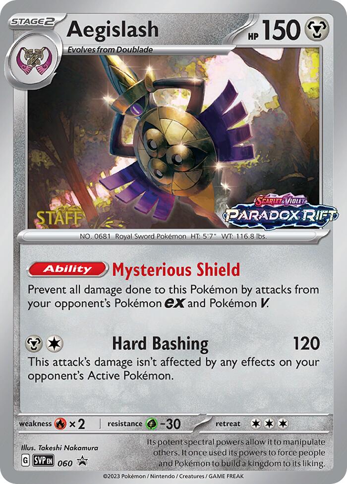 Aegislash (060) (Staff Prerelease Promo) [Scarlet & Violet: Black Star Promos] | Enigma On Main