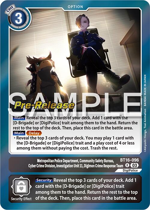 Metropolitan Police Department, Community Safety Bureau, Cyber Crime Division, Investigation Unit 11... [BT16-096] [Beginning Observer Pre-Release Promos] | Enigma On Main