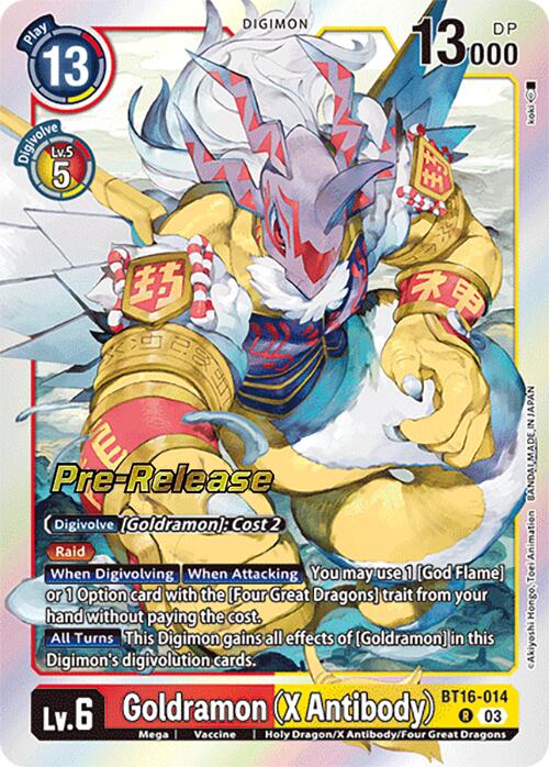 Goldramon (X Antibody) [BT16-014] [Beginning Observer Pre-Release Promos] | Enigma On Main