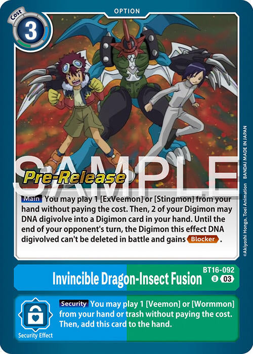 Invincible Dragon-Insect Fusion [BT16-092] [Beginning Observer Pre-Release Promos] | Enigma On Main