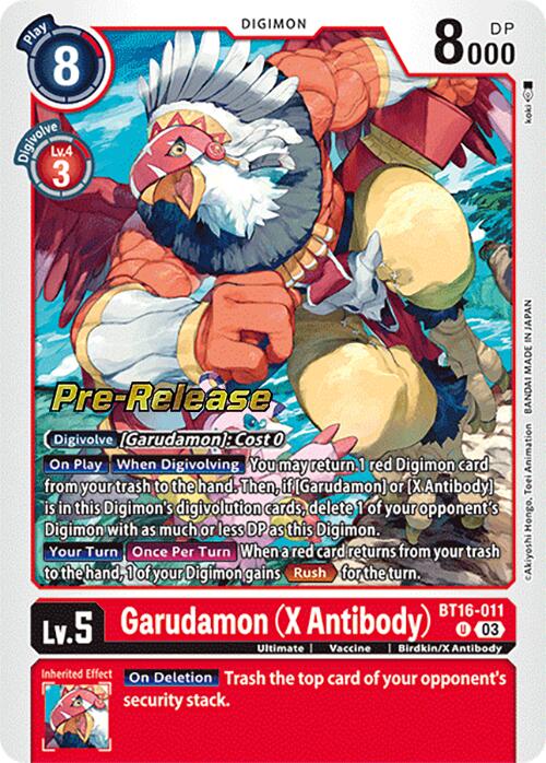 Garudamon (X Antibody) [BT16-011] [Beginning Observer Pre-Release Promos] | Enigma On Main