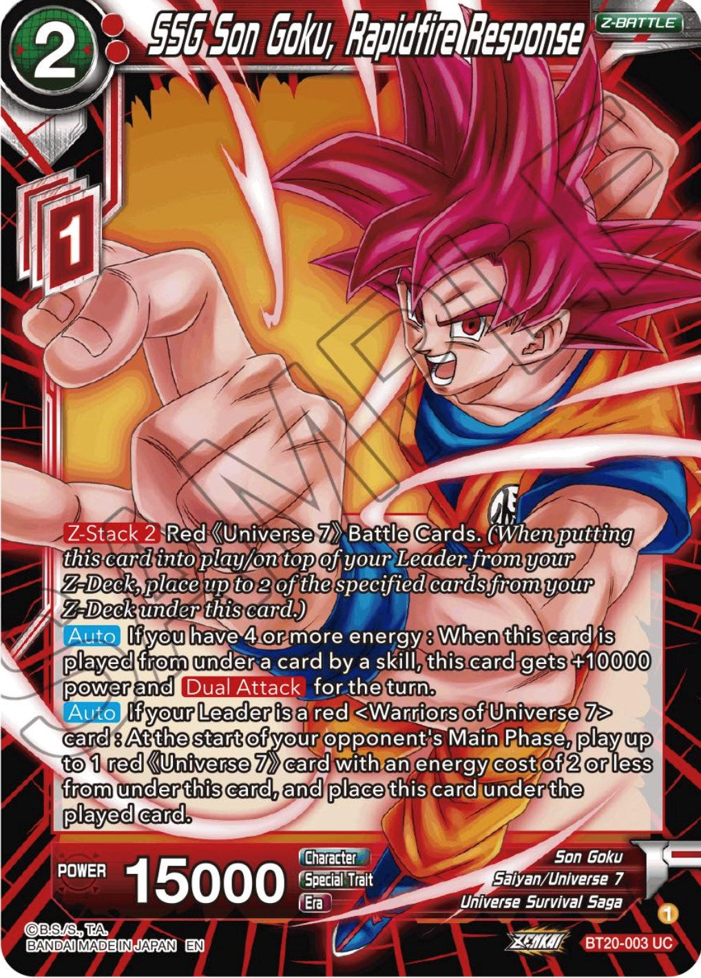 SSG Son Goku, Rapidfire Response (BT20-003) [Power Absorbed] | Enigma On Main