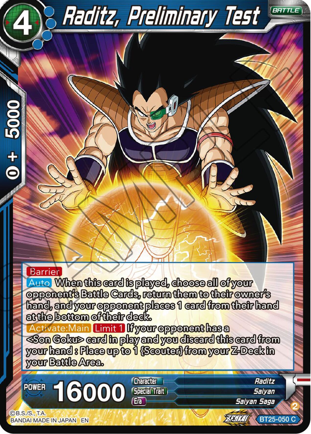 Raditz, Preliminary Test (BT25-050) [Legend of the Dragon Balls] | Enigma On Main