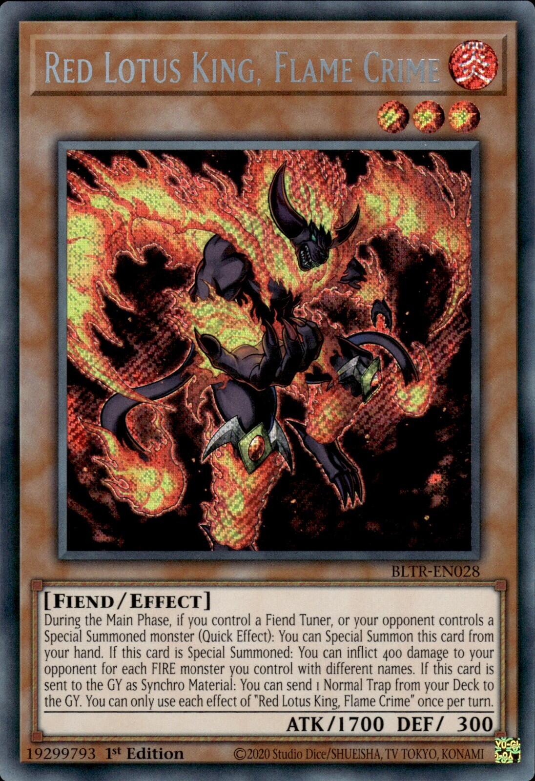 Red Lotus King, Flame Crime [BLTR-EN028] Secret Rare | Enigma On Main