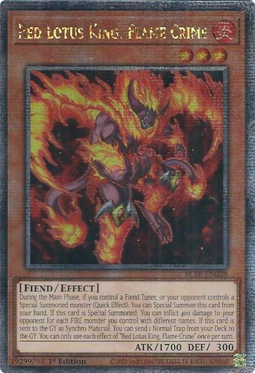 Red Lotus King, Flame Crime (Quarter Century Secret Rare) [BLTR-EN028] Quarter Century Secret Rare | Enigma On Main