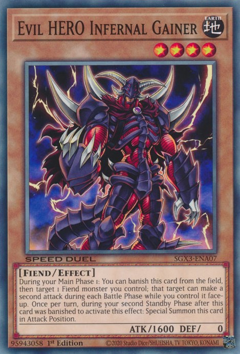 Evil HERO Infernal Gainer [SGX3-ENA07] Common | Enigma On Main