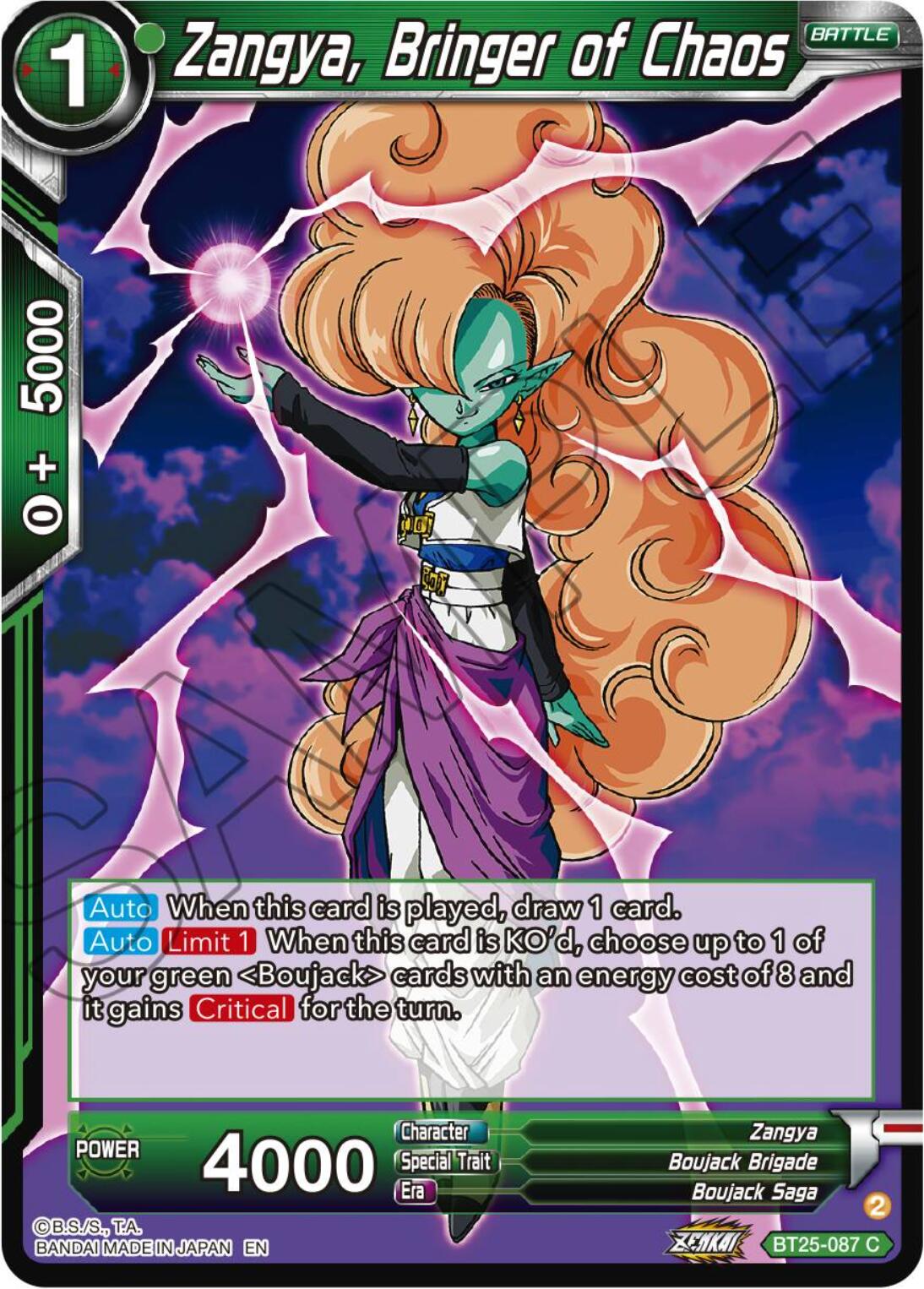 Zangya, Bringer of Chaos (BT25-087) [Legend of the Dragon Balls] | Enigma On Main