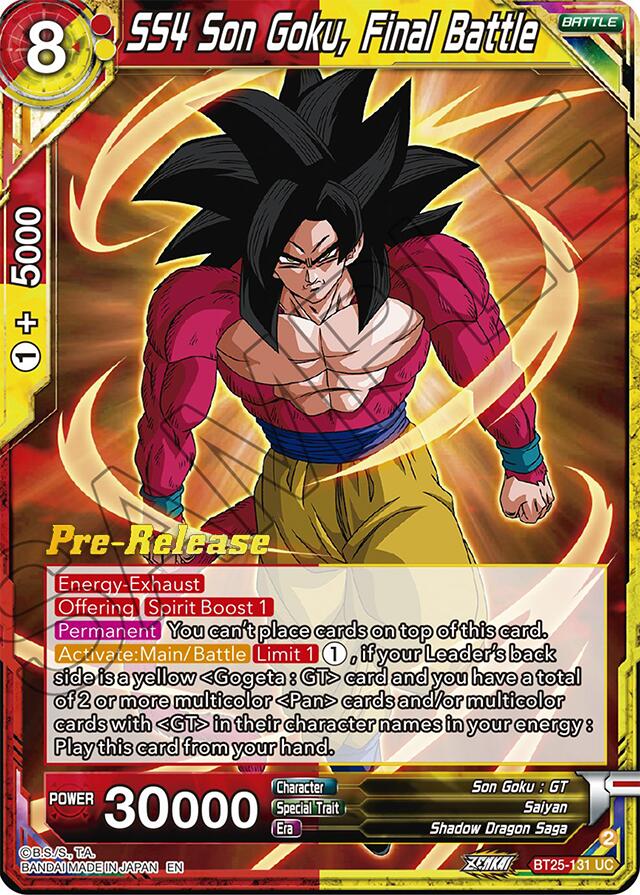 SS4 Son Goku, Final Battle (BT25-131) [Legend of the Dragon Balls Prerelease Promos] | Enigma On Main