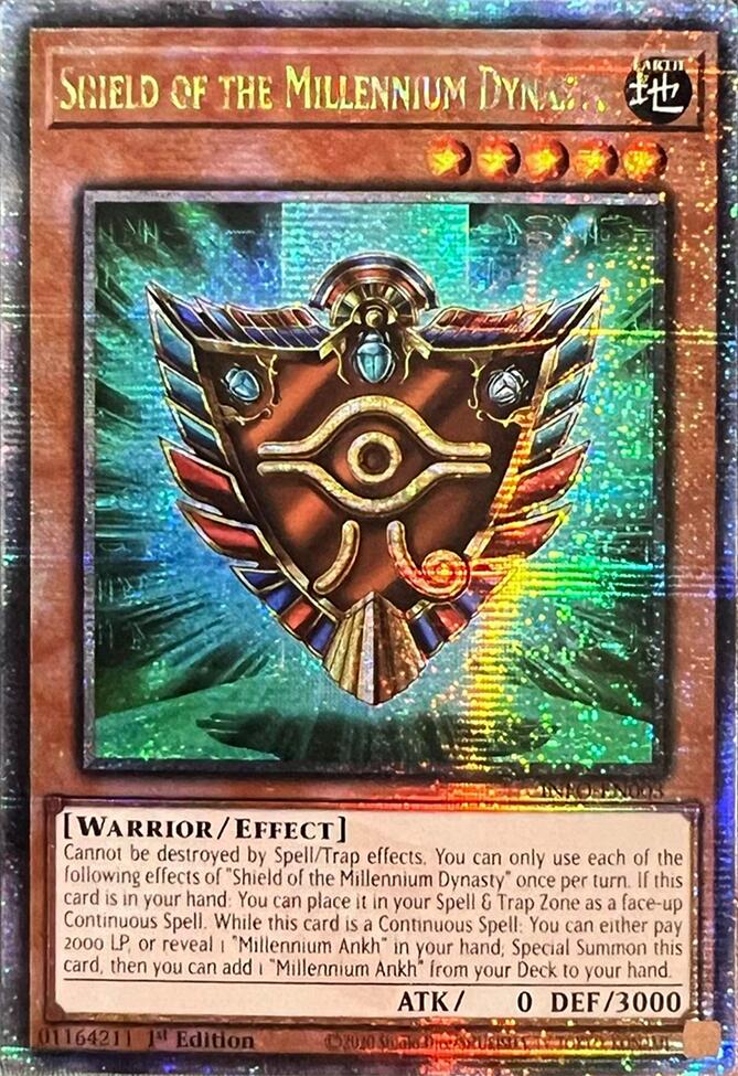 Shield of the Millennium Dynasty (Quarter Century Secret Rare) [INFO-EN003] Quarter Century Secret Rare | Enigma On Main