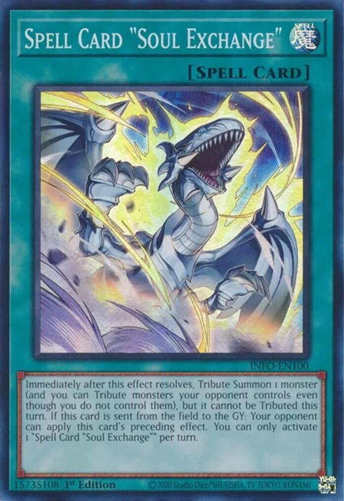 Spell Card "Soul Exchange" [INFO-EN100] Super Rare | Enigma On Main