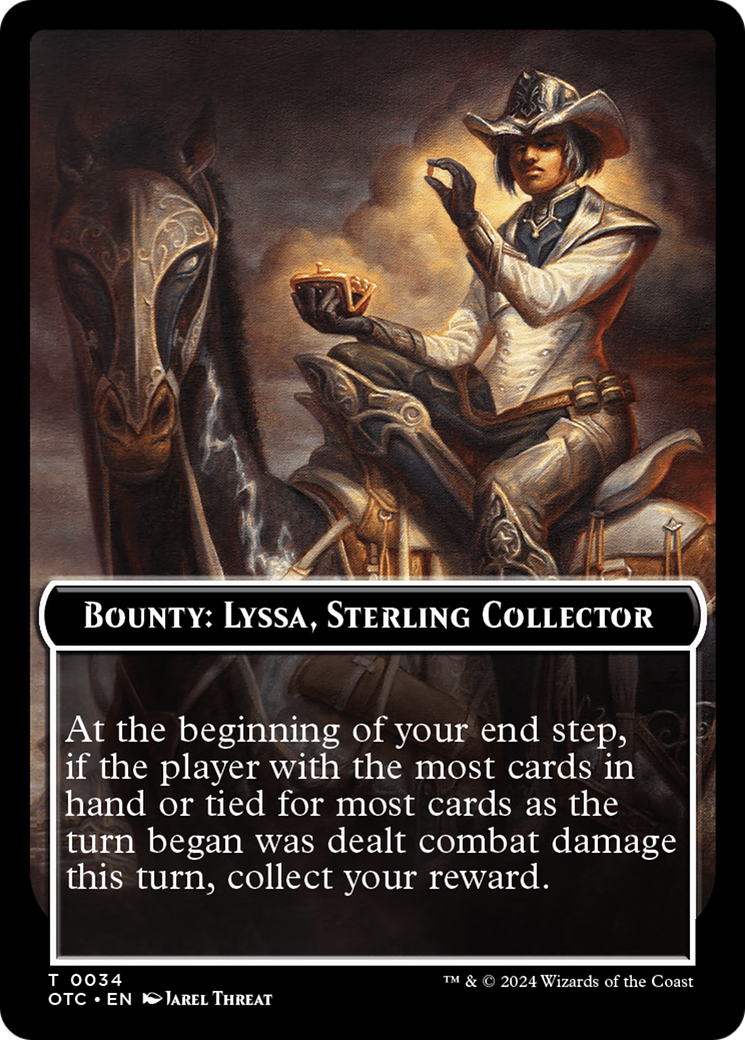 Bounty: Lyssa, Sterling Collector // Bounty Rules Double-Sided Token [Outlaws of Thunder Junction Commander Tokens] | Enigma On Main