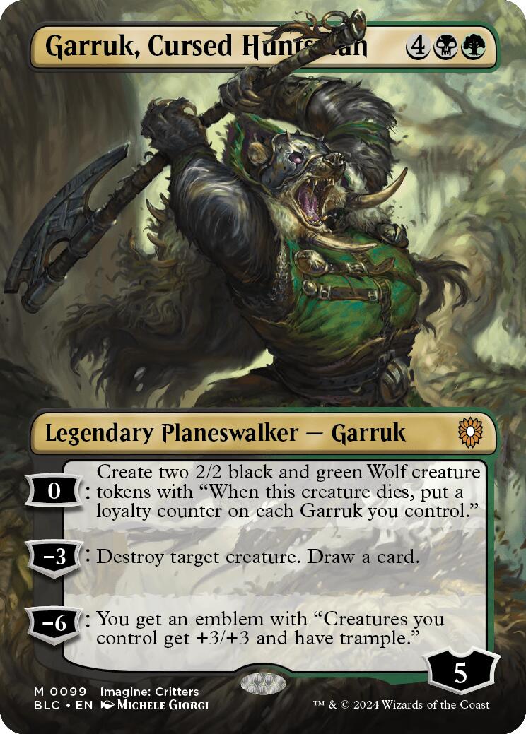 Garruk, Cursed Huntsman (Borderless) [Bloomburrow Commander] | Enigma On Main