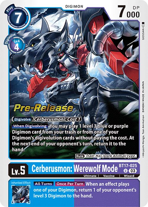 Cerberusmon: Werewolf Mode [BT17-025] [Secret Crisis Pre-Release Cards] | Enigma On Main