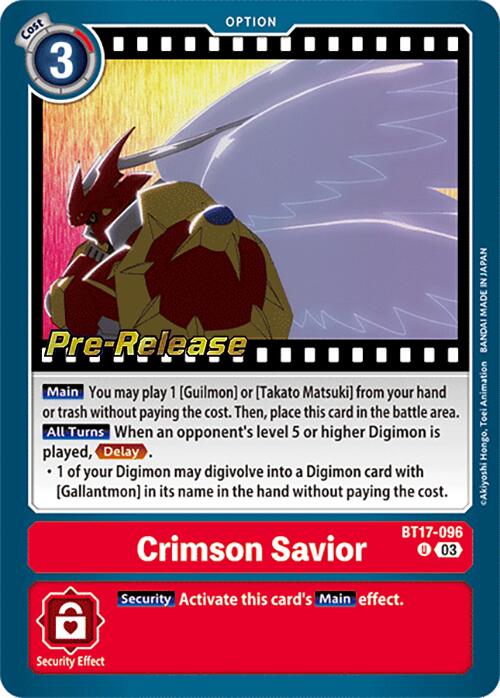 Crimson Savior [BT17-096] [Secret Crisis Pre-Release Cards] | Enigma On Main