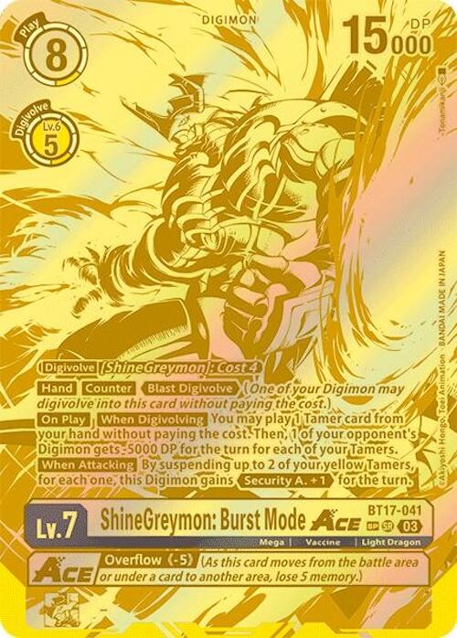 ShineGreymon: Burst Mode ACE [BT17-041] (Textured) [Secret Crisis] | Enigma On Main