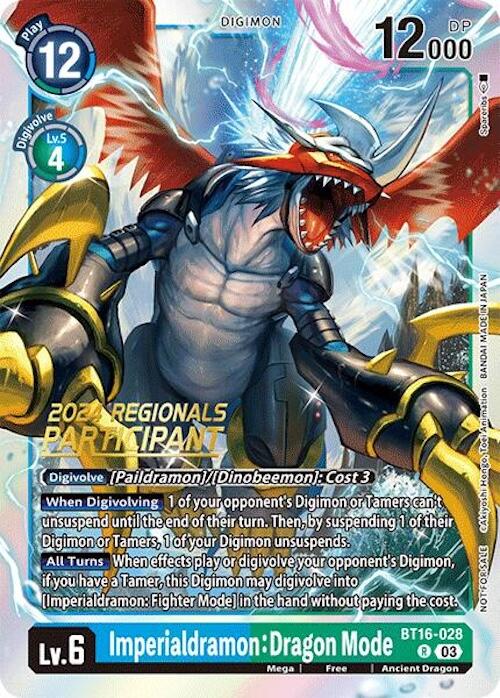 Imperialdramon: Dragon Mode [BT16-028] (2024 Regionals Participant) [Beginning Observer] | Enigma On Main