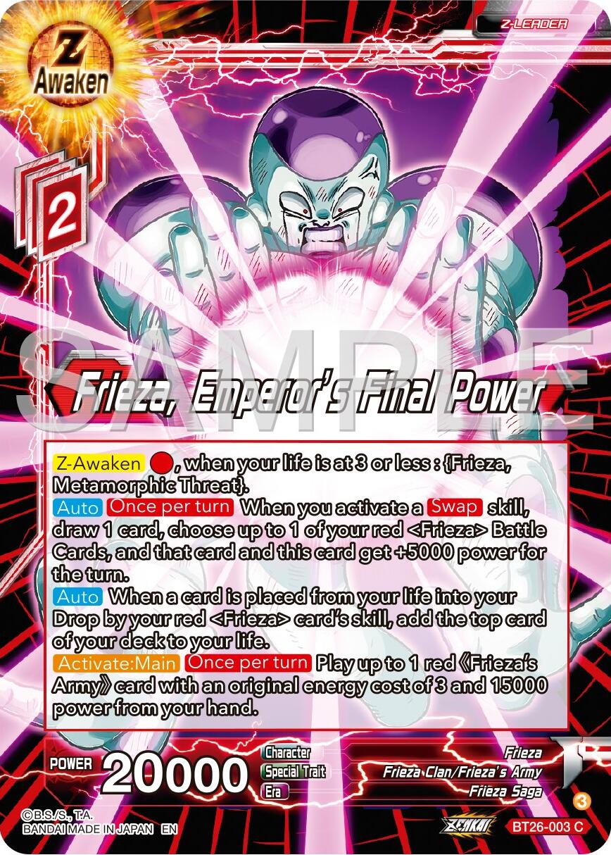 Frieza, Emperor's Final Power (BT26-003) [Ultimate Advent] | Enigma On Main