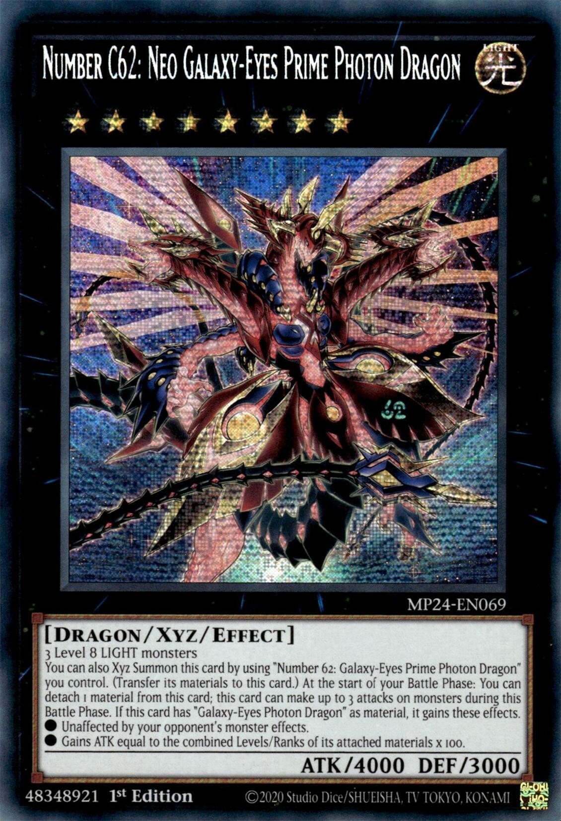 Number C62: Neo Galaxy-Eyes Prime Photon Dragon [MP24-EN069] Prismatic Secret Rare | Enigma On Main