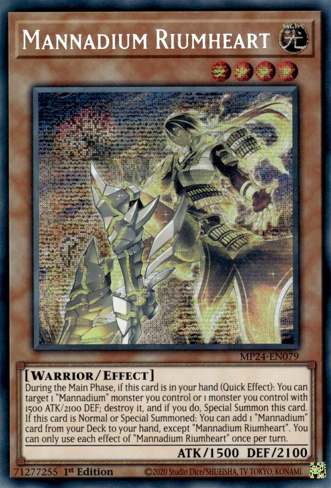 Mannadium Riumheart [MP24-EN079] Prismatic Secret Rare | Enigma On Main