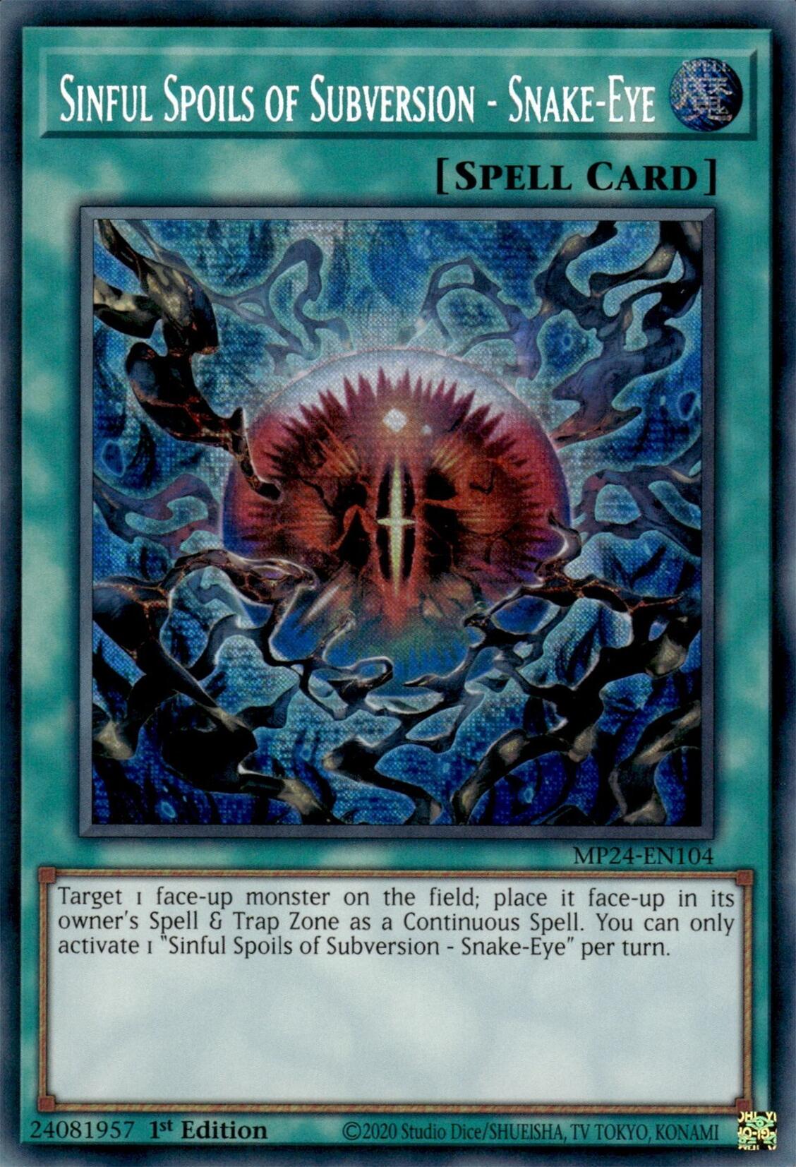 Sinful Spoils of Subversion - Snake-Eye [MP24-EN104] Prismatic Secret Rare | Enigma On Main