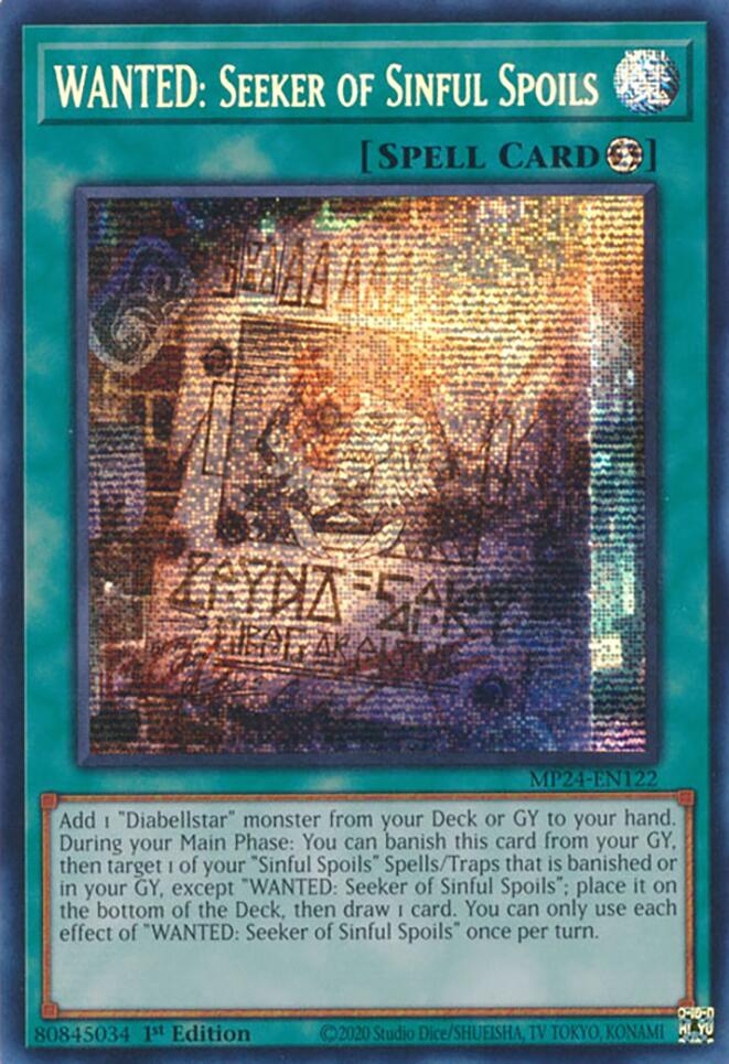 WANTED: Seeker of Sinful Spoils [MP24-EN122] Prismatic Secret Rare | Enigma On Main