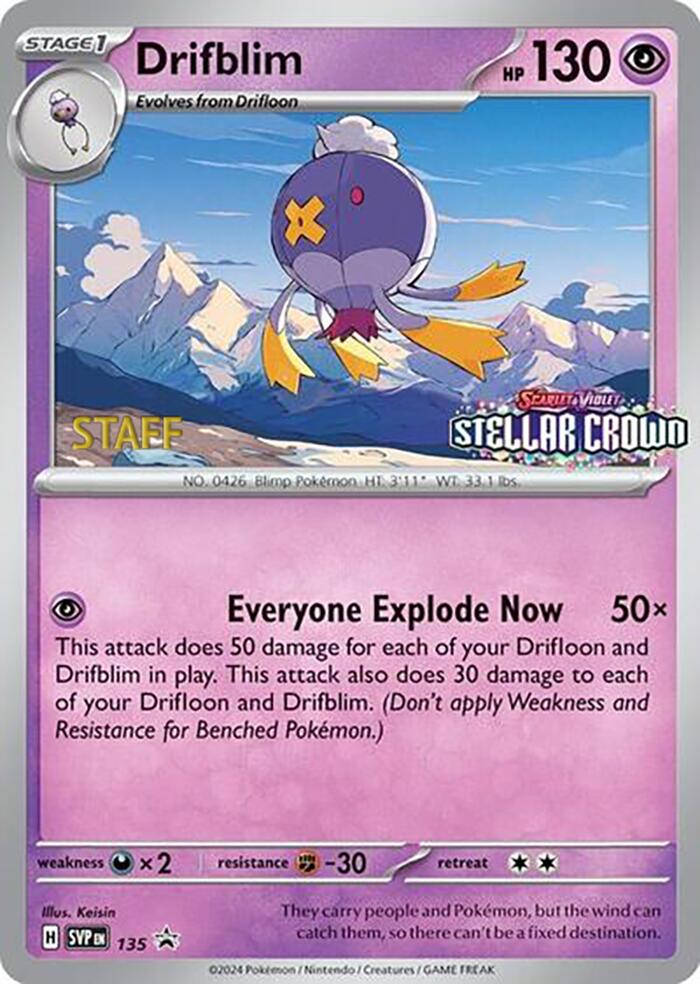 Drifblim (135) (Staff Promo) [Scarlet & Violet: Black Star Promos] | Enigma On Main