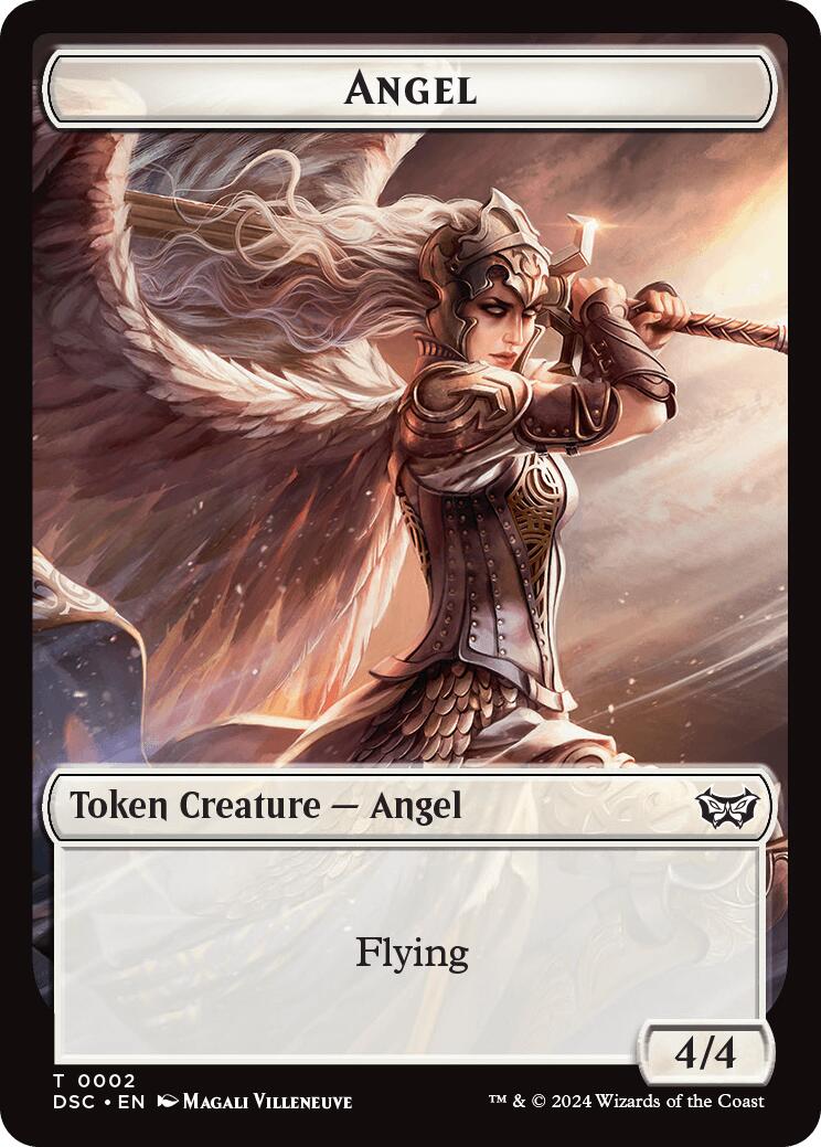 Angel // Glimmer Double-Sided Token [Duskmourn: House of Horror Commander Tokens] | Enigma On Main