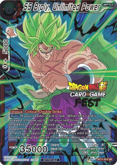 SS Broly, Unlimited Power (Card Game Fest 2022) (BT11-014) [Tournament Promotion Cards] | Enigma On Main