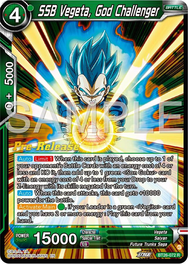 SSB Vegeta, God Challenger (BT26-072) [Ultimate Advent Prerelease Promos] | Enigma On Main