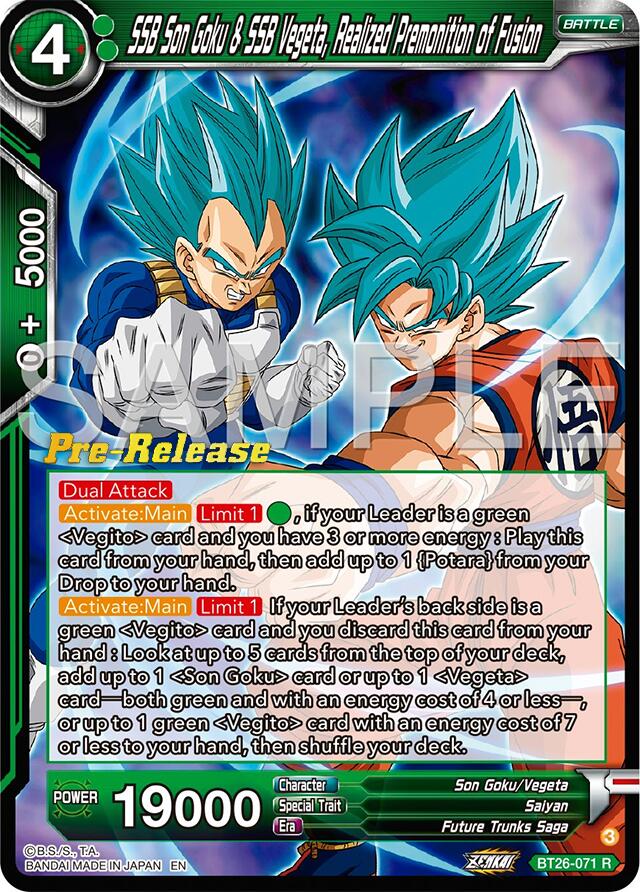 SSB Son Goku & SSB Vegeta, Realized Premonition of Fusion (BT26-071) [Ultimate Advent Prerelease Promos] | Enigma On Main