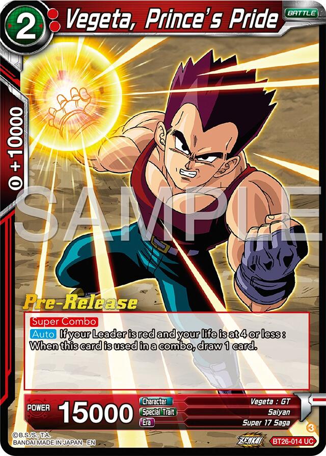 Vegeta, Prince's Pride (BT26-014) [Ultimate Advent Prerelease Promos] | Enigma On Main