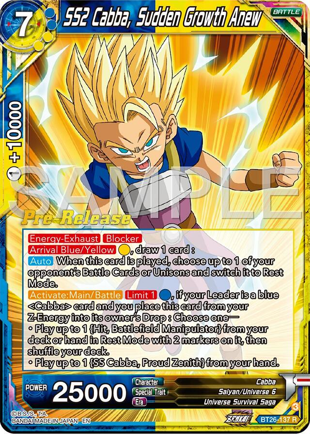 SS2 Cabba, Sudden Growth Anew (BT26-137) [Ultimate Advent Prerelease Promos] | Enigma On Main