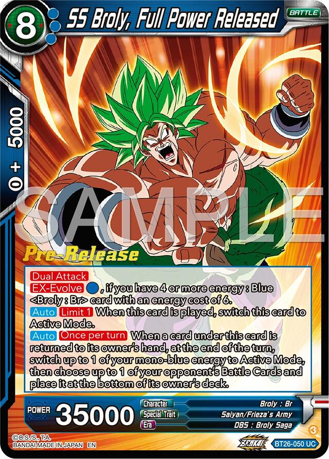 SS Broly, Full Power Released (BT26-050) [Ultimate Advent Prerelease Promos] | Enigma On Main