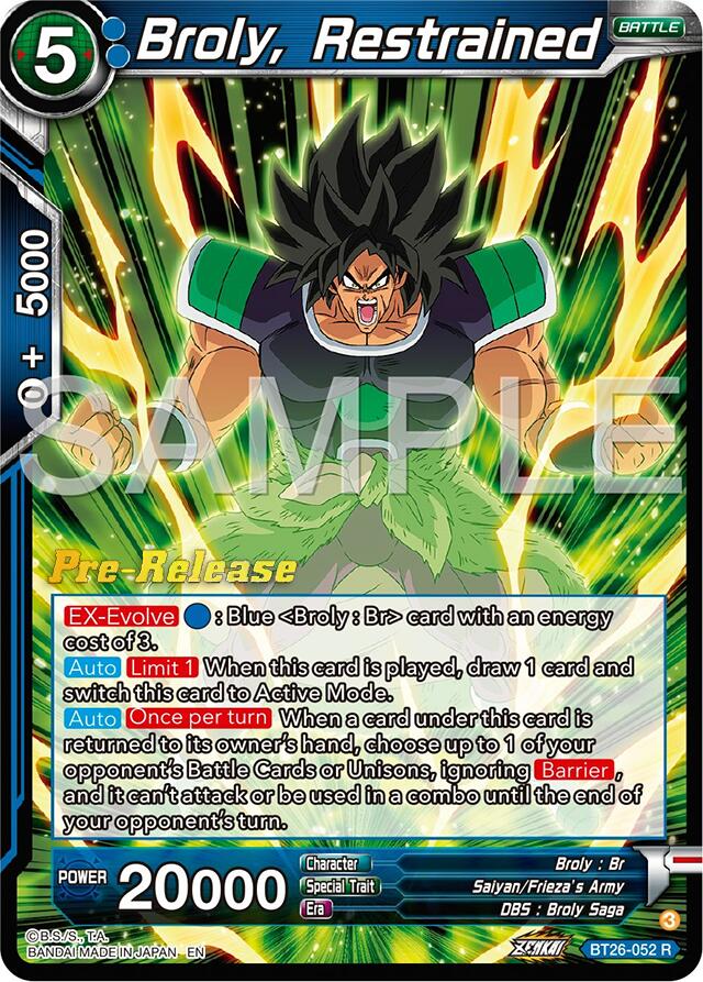 Broly, Restrained (BT26-052) [Ultimate Advent Prerelease Promos] | Enigma On Main