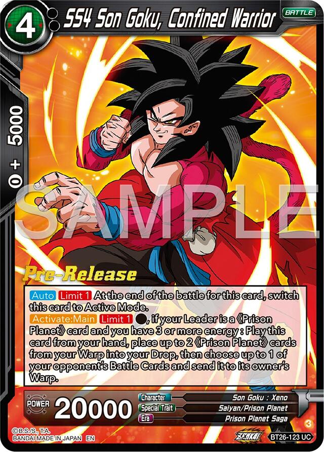 SS4 Son Goku, Confined Warrior (BT26-123) [Ultimate Advent Prerelease Promos] | Enigma On Main