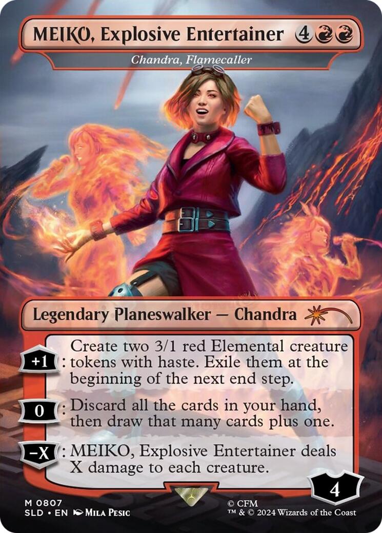 MEIKO, Explosive Entertainer - Chandra, Flamecaller (Rainbow Foil) [Secret Lair Drop Series] | Enigma On Main