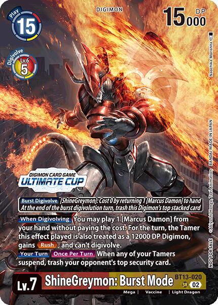 ShineGreymon: Burst Mode [BT13-020] (Ultimate Cup 2024) [Versus Royal Knights Booster] | Enigma On Main