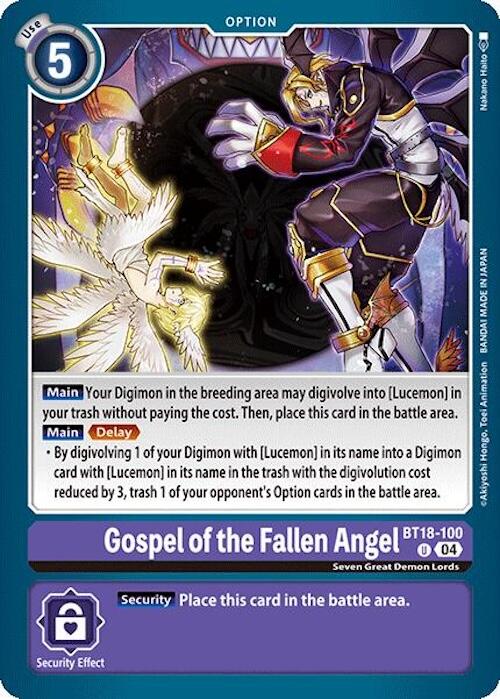 Gospel of the Fallen Angel [BT18-100] [Release Special Booster 2.0] | Enigma On Main