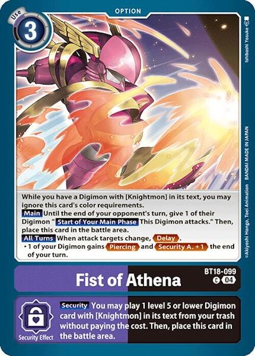 Fist of Athena [BT18-099] [Release Special Booster 2.0] | Enigma On Main