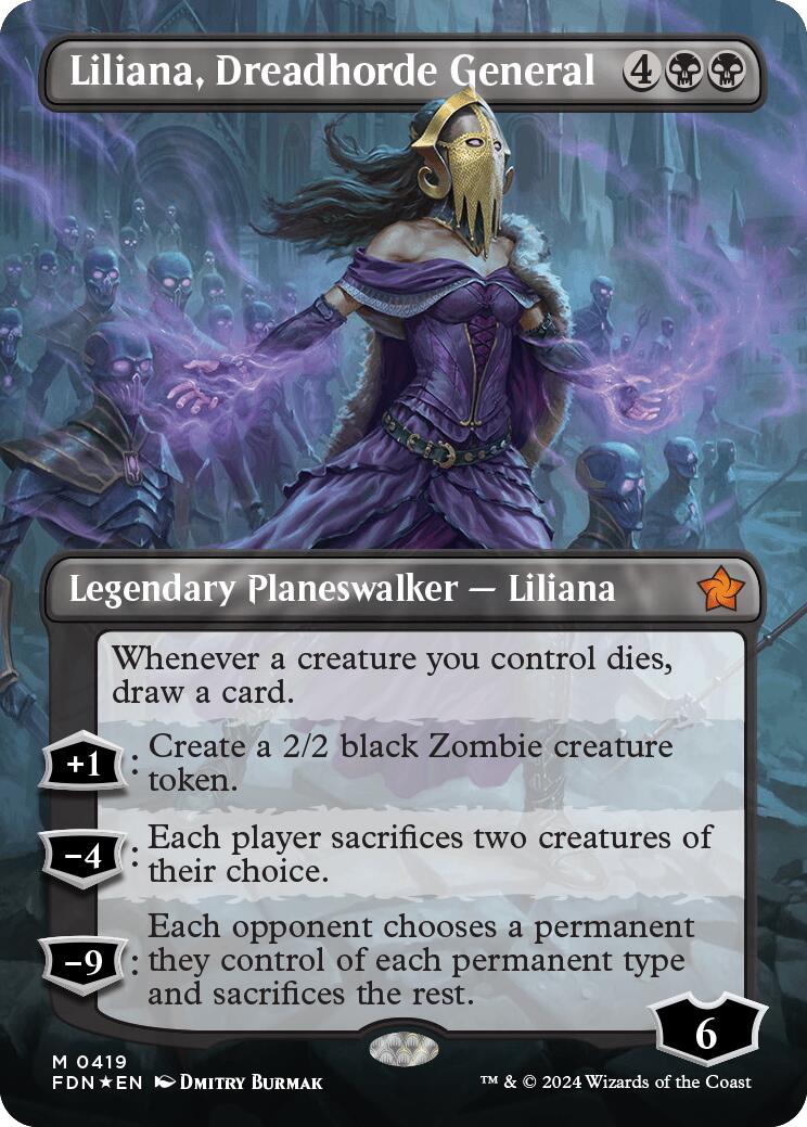 Liliana, Dreadhorde General (Borderless) (Mana Foil) [Foundations] | Enigma On Main