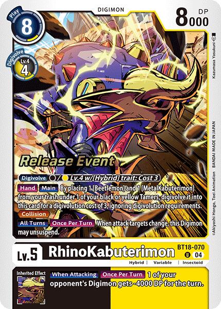 RhinoKabuterimon [BT18-070] [Release Special Booster Ver.2.0 Pre-Release Cards] | Enigma On Main